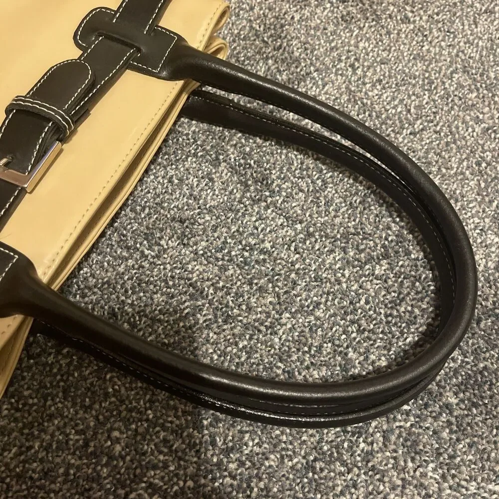 Tiffany & Fred Handbag Made in France Tan Black All Leather